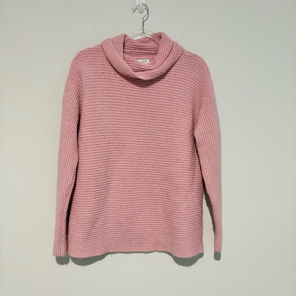 J crew ribbed cowl neck sweater pink‎ size medium